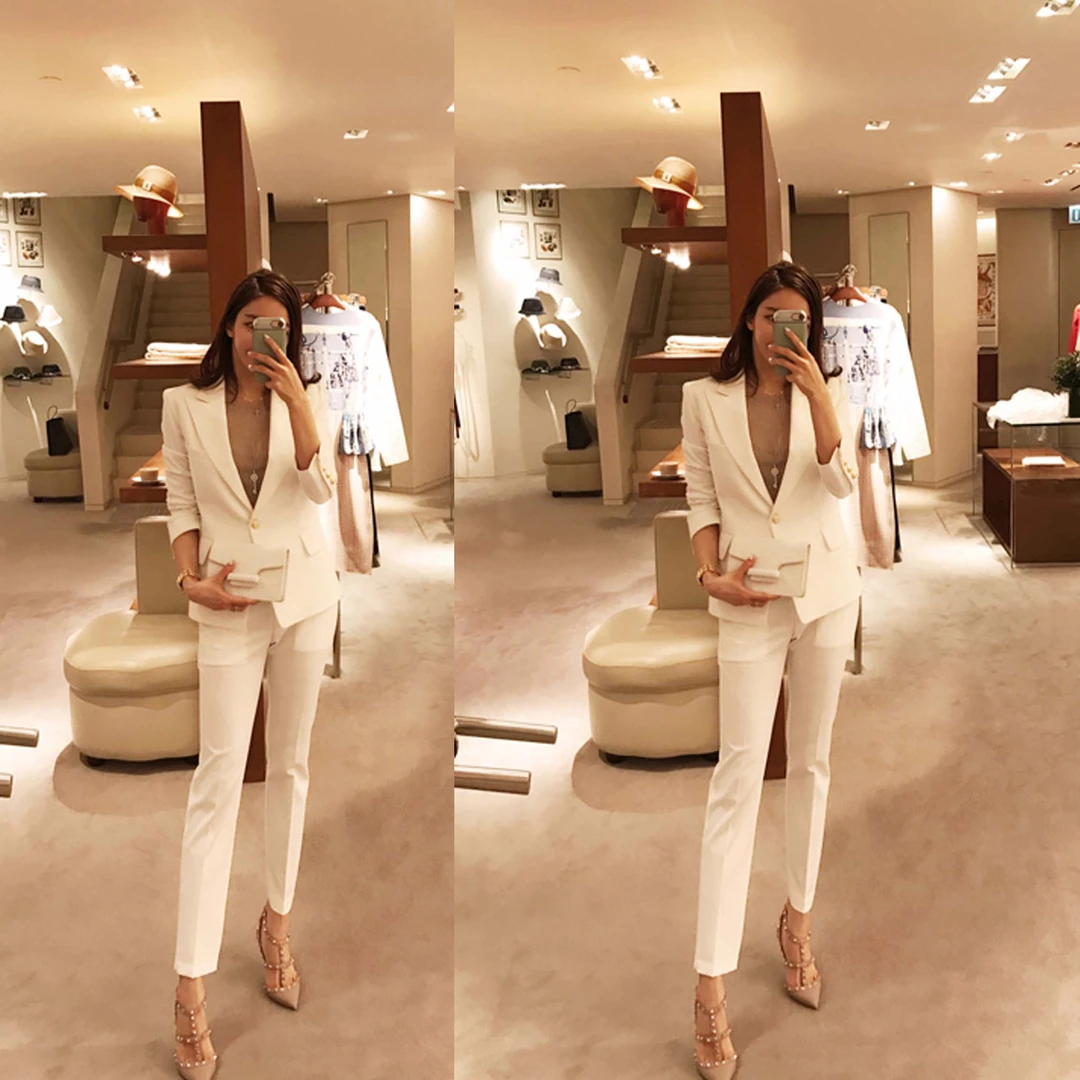 时尚职业西装套装女春装新款韩版气质显瘦洋气小西服外套九分裤