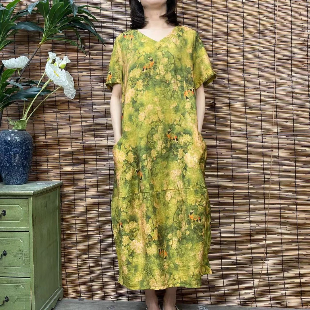 2723新款春夏民族风气质减龄连衣裙QZ