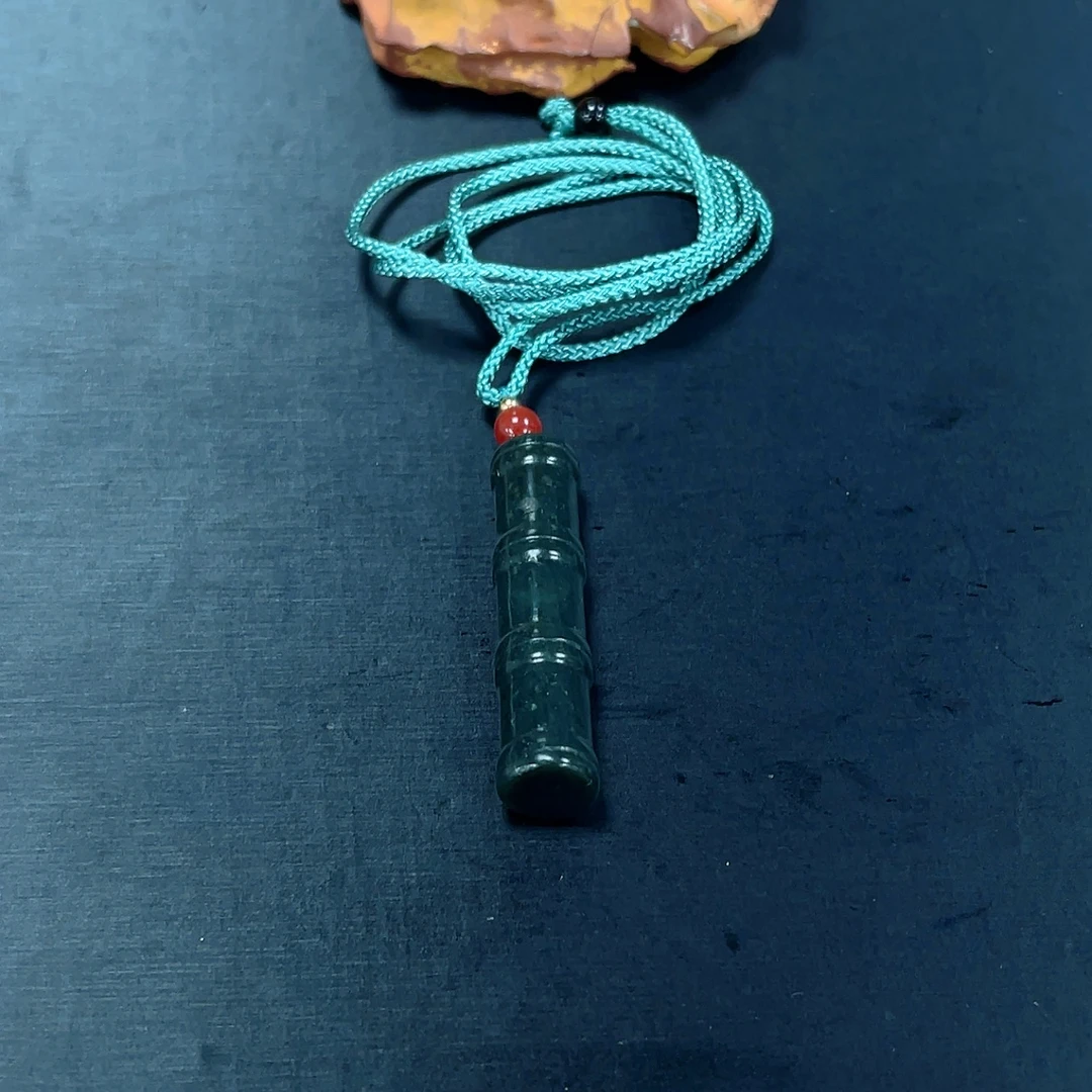 和田玉竹节吊坠49*11mm配绳 H073—多样性发