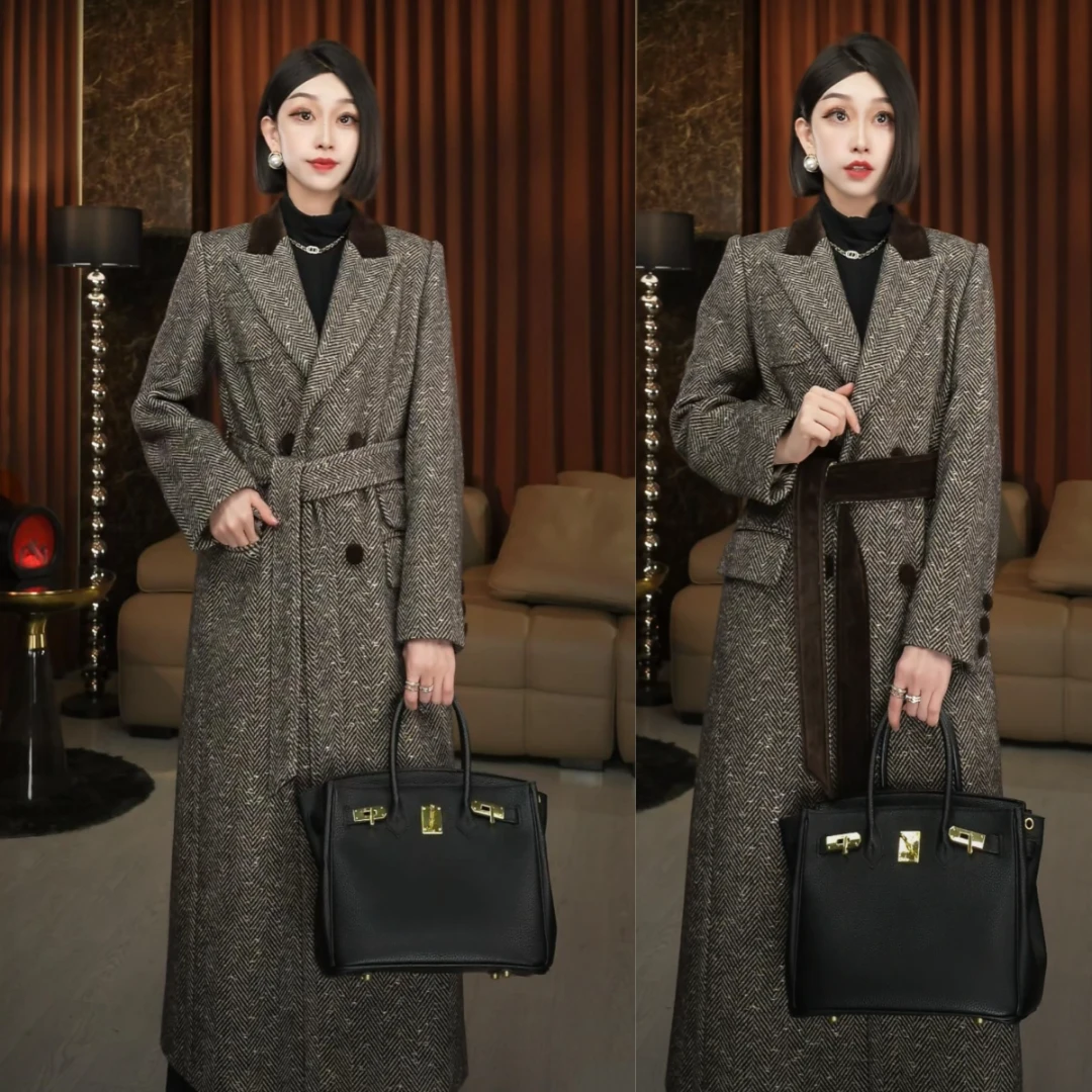 【素雨星河】金爷设计师羊毛时尚气质显瘦秋冬外套大衣A43244W