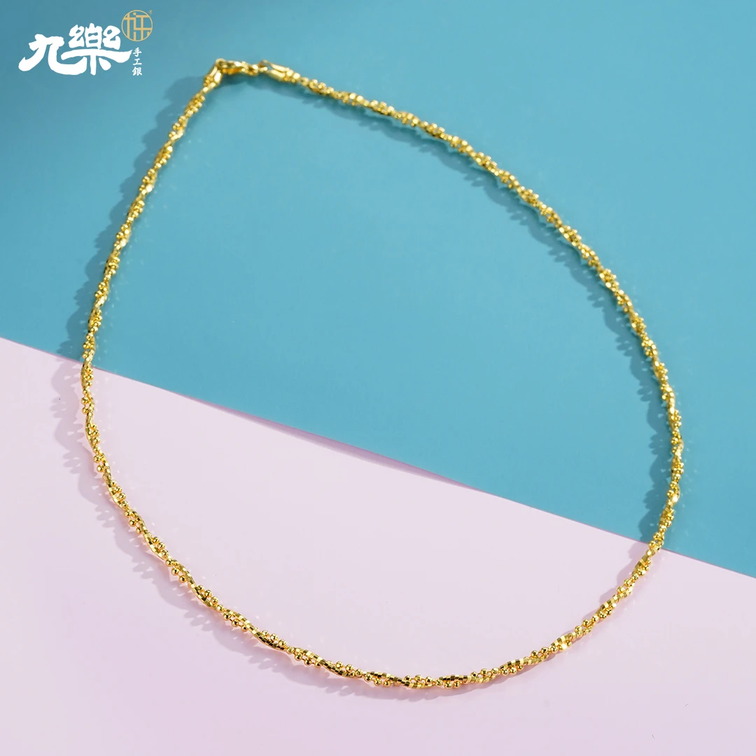 九乐 链子925银 不规则缠绕设计百搭亮闪项圈锁骨链约40cm时尚