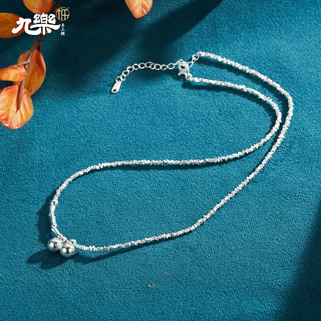 九乐 坠链均925银 光面竹节碎银子项链[b]