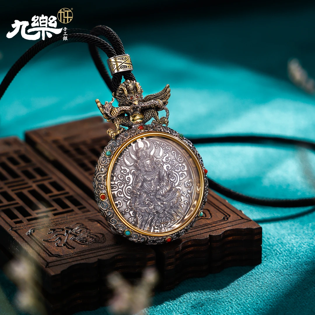 九乐圆形大鹏鸟轻奢复古坠链银吊坠时尚个性精致重工挂坠