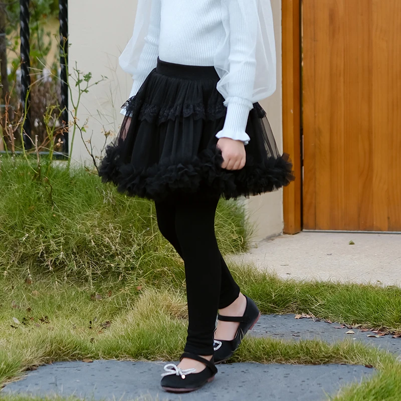 船鼠女童加绒裤子秋冬款2023新款黑色假两件儿童裙裤宝宝打底裤裙