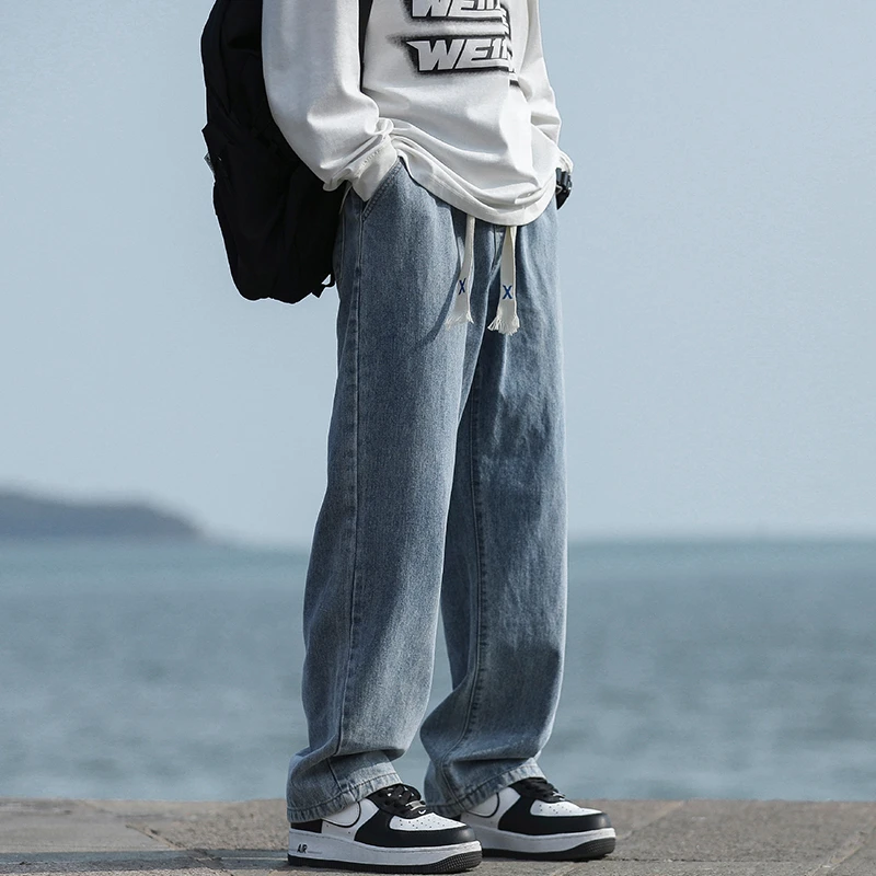 男牛仔裤子潮流牛仔裤大码男士百搭ins大码男士直筒休闲百搭高街