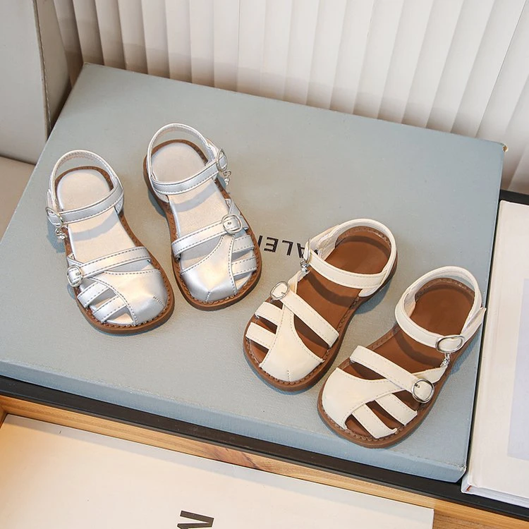 2024夏季韩版百搭时尚女童凉鞋半包头软底休闲宝宝鞋儿童编织鞋子