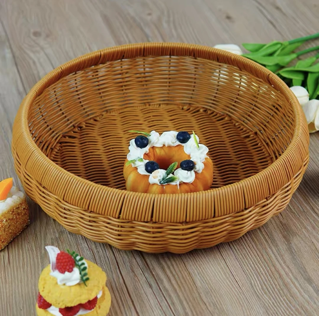 Y4棕色圆形加粗加固收纳馒头框月饼框纯手工编织30*7