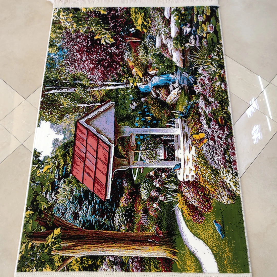 伊朗进口手工欧美卧室挂毯美式地毯印花时尚潮流尺寸80cm*120cm