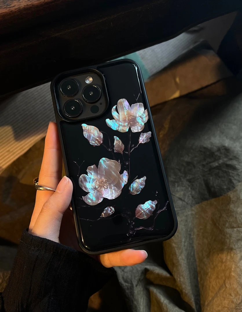 故山新中式国风真贝壳手机壳适用于苹果iphone15全包/13promax/14