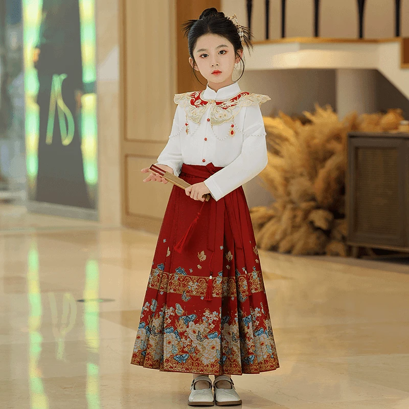 女童马面裙汉服秋装新款儿童中大童国风唐装民族风童装女孩国学服