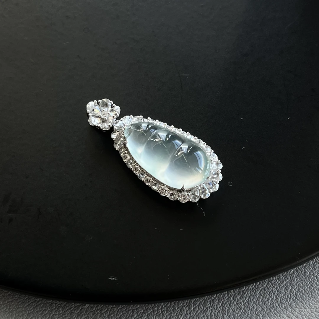 缅甸翡翠精镶豆子挂坠灵气爆棚飘花意境感十足起杠精致福豆挂坠