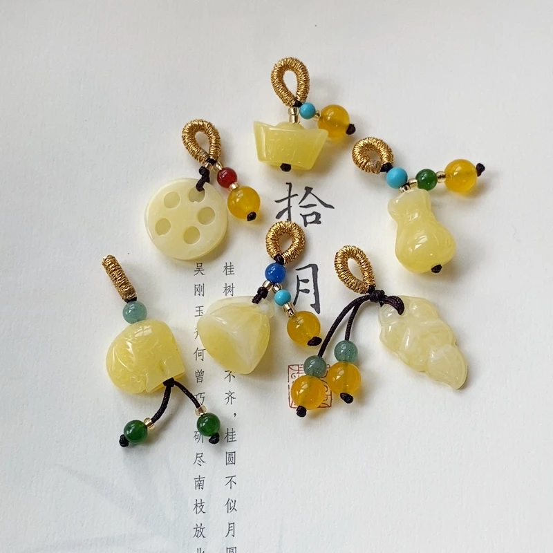 二代蜡小提溜手链小吊坠手串diy配饰女项链手机链 莲蓬富甲钱袋子