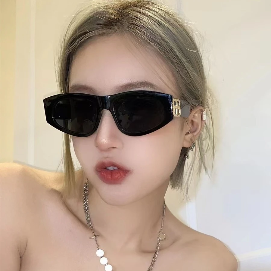 新款B字小框时尚潮流太阳眼镜防紫外线复古凹造型男女士百搭墨镜