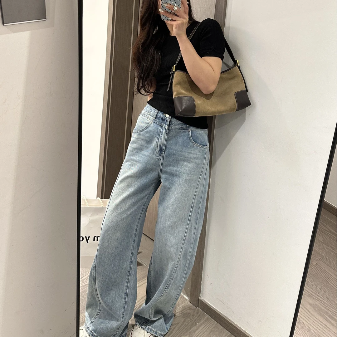 BLZ【流浪丹宁裤】秋上新返潮复古简约水洗休闲百搭线条显瘦牛仔裤