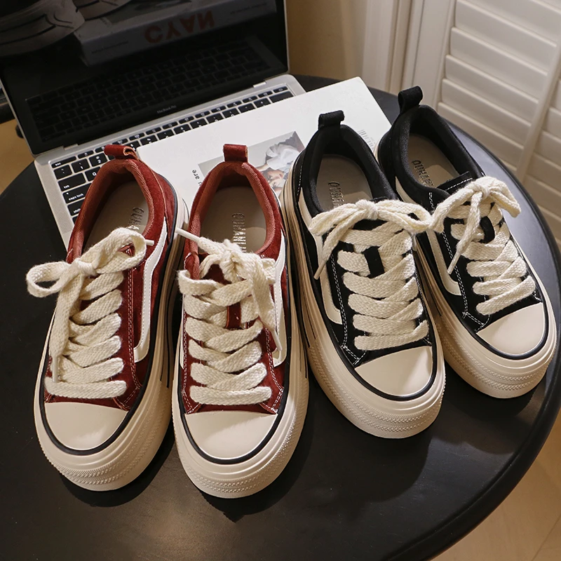 BLZ 秋季新款安可拉色系增高厚底板鞋少女时尚休闲软底不磨脚板鞋