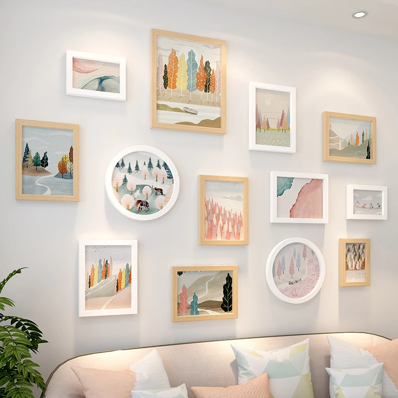 创意个性客厅照片墙装饰现代简约布置温馨房间免打孔挂墙组合相框