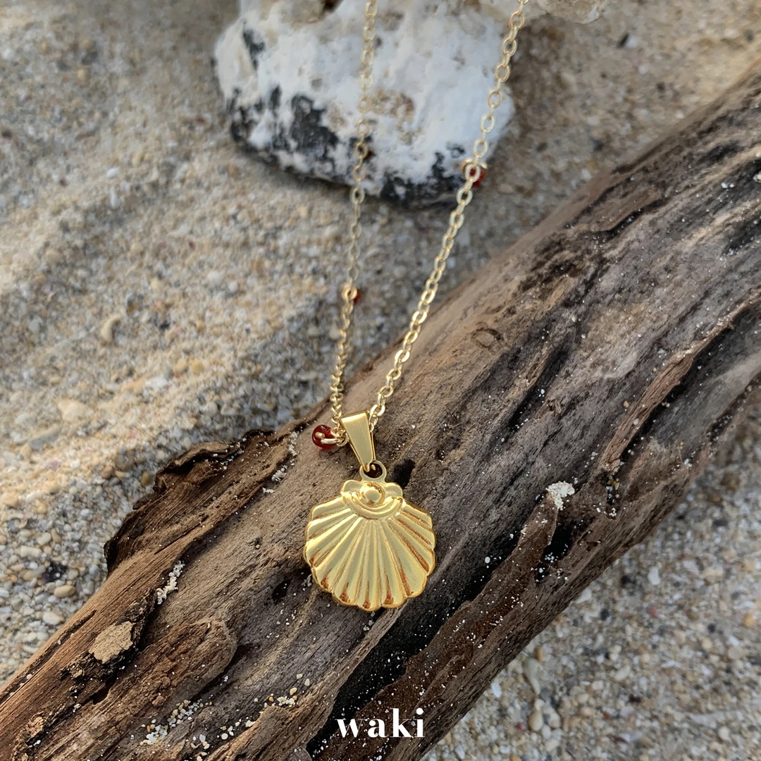 非金属吊坠 waki 金色贝壳手工项链
