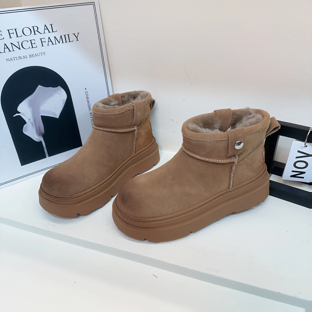 [老胡专属]新款加绒加厚短筒保暖复古厚底雪地靴8059