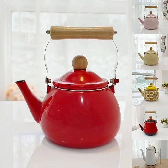 珐琅搪瓷水壶日式奶茶壶煮花茶壶煎