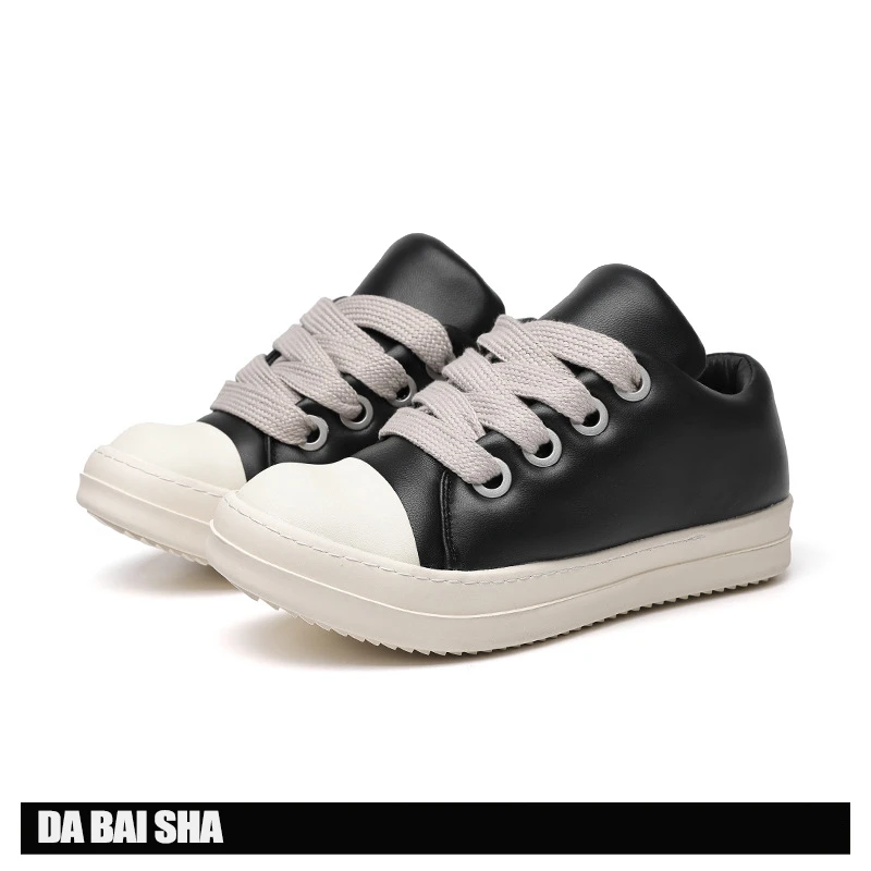 RO胖丁百搭款休闲板鞋秋季新款潮流时尚圆头低帮厚底鞋男士面包鞋