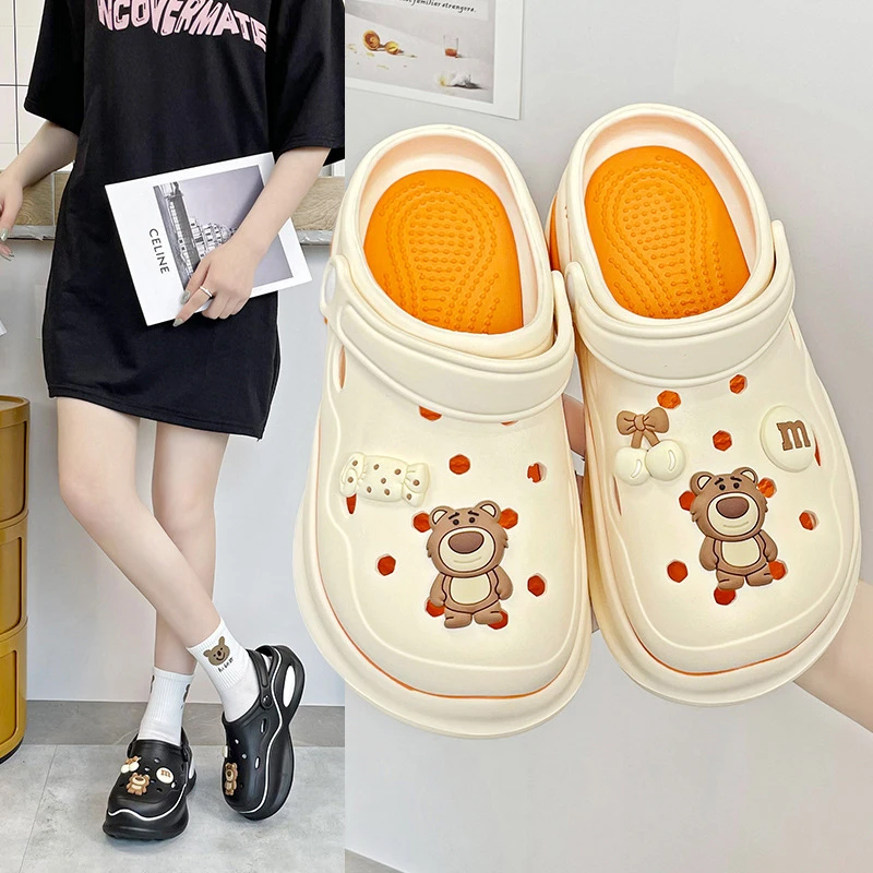 松糕厚底洞洞鞋女夏季2024新款防滑踩屎感小个子增高软底沙滩凉拖