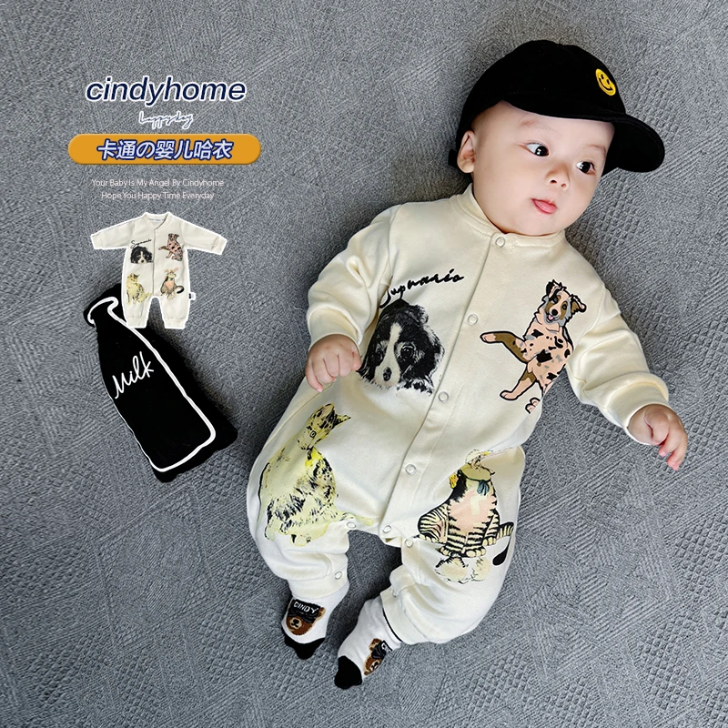 2024新品春秋款婴儿宝宝时尚哈衣爬服连体衣