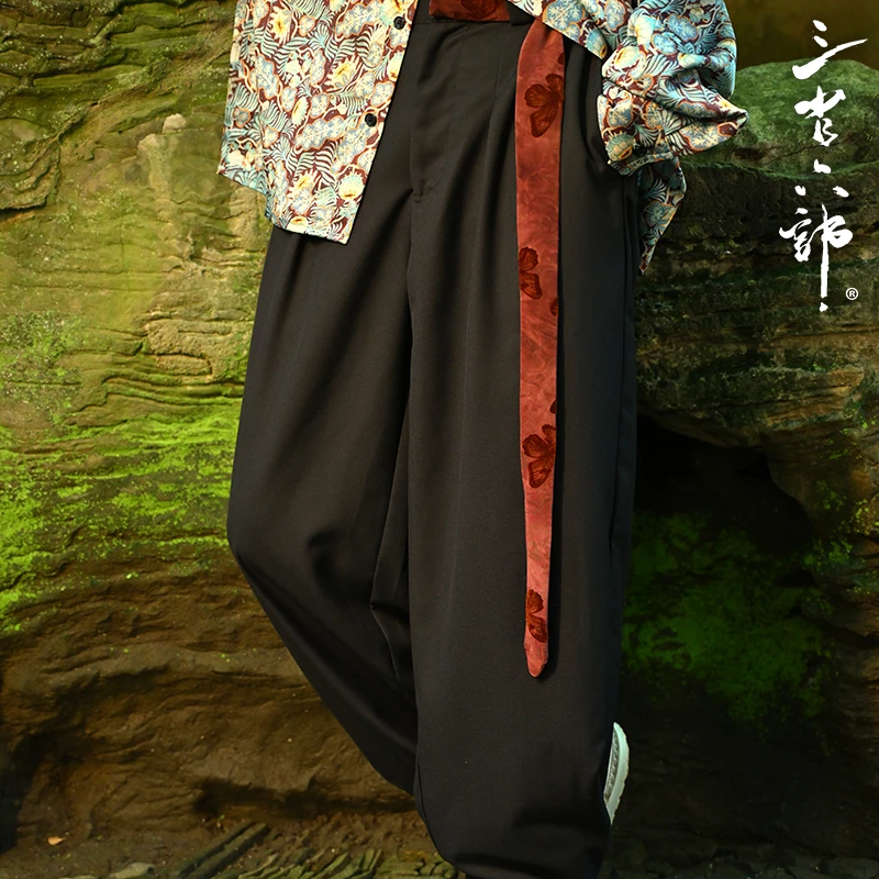 三省六部·工部【西岐】春秋新中式男士休闲国风裤口调节直筒长裤