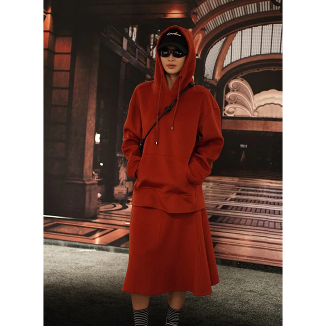 AMASS/阿玛施冬季新款时尚爆款双面呢绵羊毛宽松连帽卫衣5300898