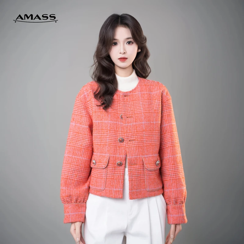 AMASS/阿玛施冬季新款优雅轻奢时尚百搭小香风复古外套女5400912