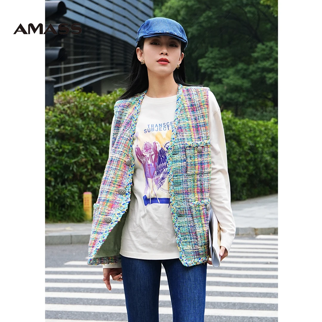 AMASS/阿玛施夏季新款气质百搭编织休闲小香风无袖马夹5400910