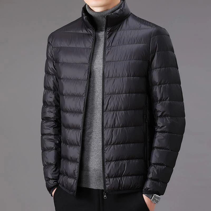 雪中飞冬季轻薄款羽绒服男短款大码休闲立领保暖上衣爸爸男装休闲