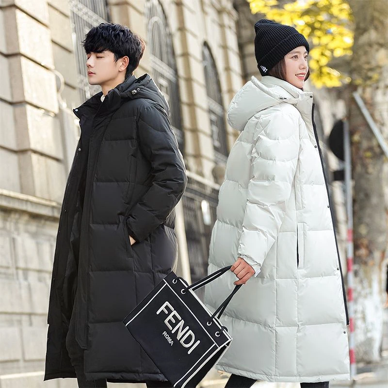 雪中飞2023新款羽绒服男中长款情侣装女过膝长款加厚冬季青年学生