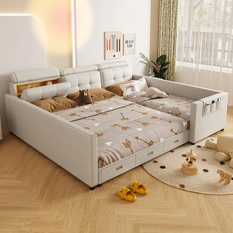 床拼接床母子床皮艺榻榻米二胎家庭床现代简约拼接大床床主卧大床