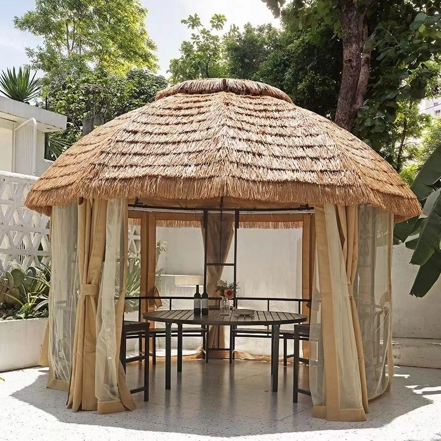 新中式防水凉亭农家乐茅草屋稻草棚景区户外庭院2025新款休闲遮阳