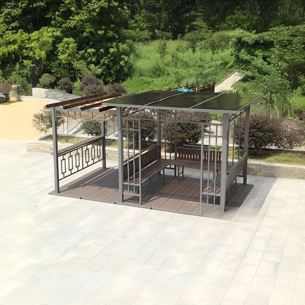 庭院凉亭遮阳棚铝艺凉亭室外防水休闲农庄新中式葡萄架秋千铝合金