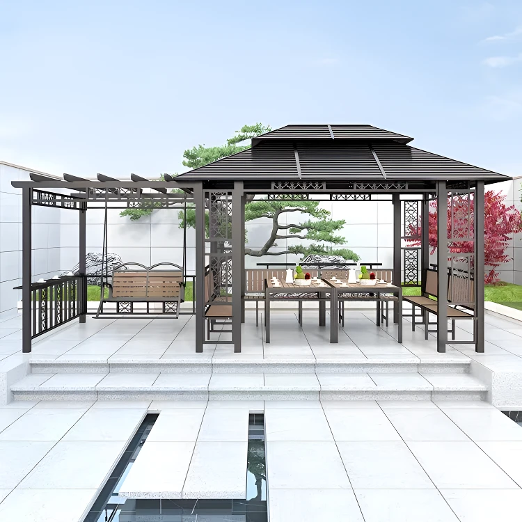 多功能户外隔热葡萄架新中式遮阳雨棚休闲顶楼凉亭庭院木屋农家乐