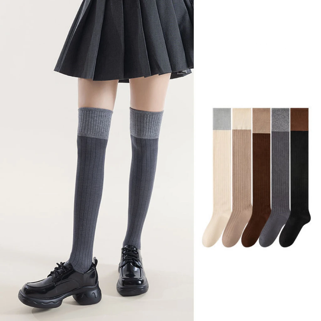 保暖美拉德通勤风冬季过膝袜显瘦 羊毛羊绒美拉德色