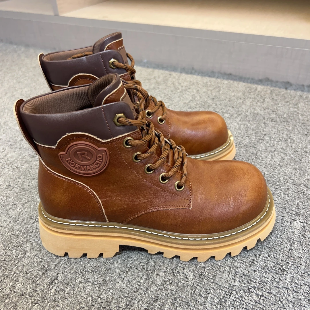 哲思凡女鞋24年新款棕色英伦风厚底马丁靴时尚百搭复古经典