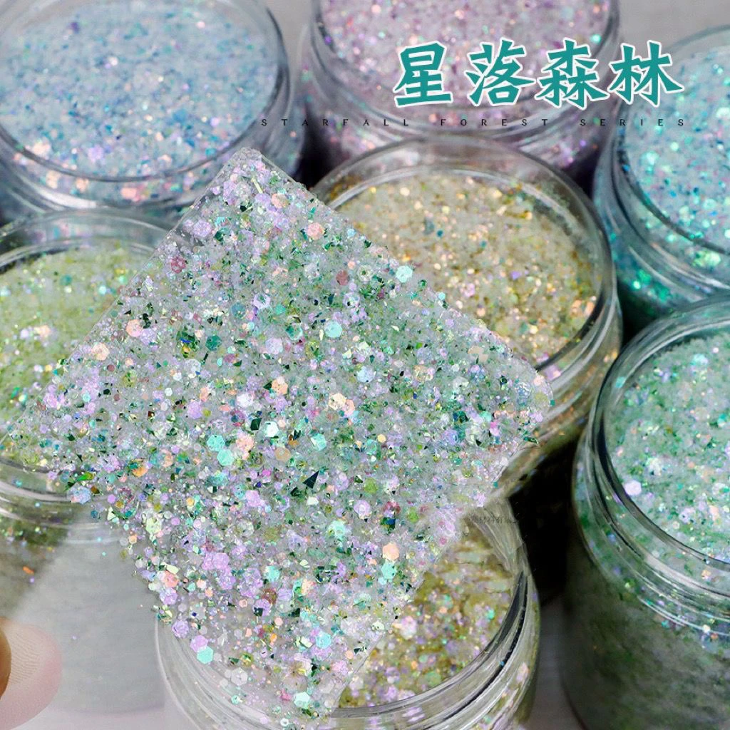 流麻葱粉镭射材料套装星落森林爆闪混合亮片闪粉水晶滴胶手工diy