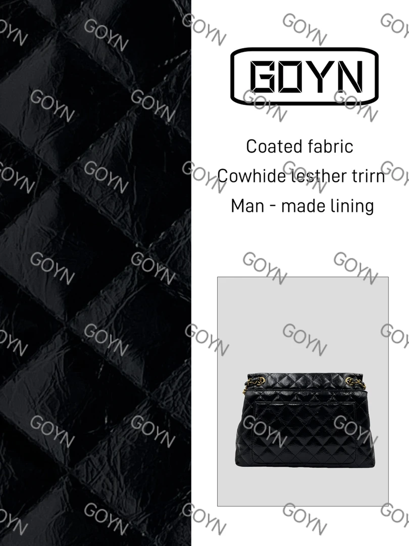 GOYN手工真皮女包阳  油蜡方菱格 小 0374-1  黑色  27cm