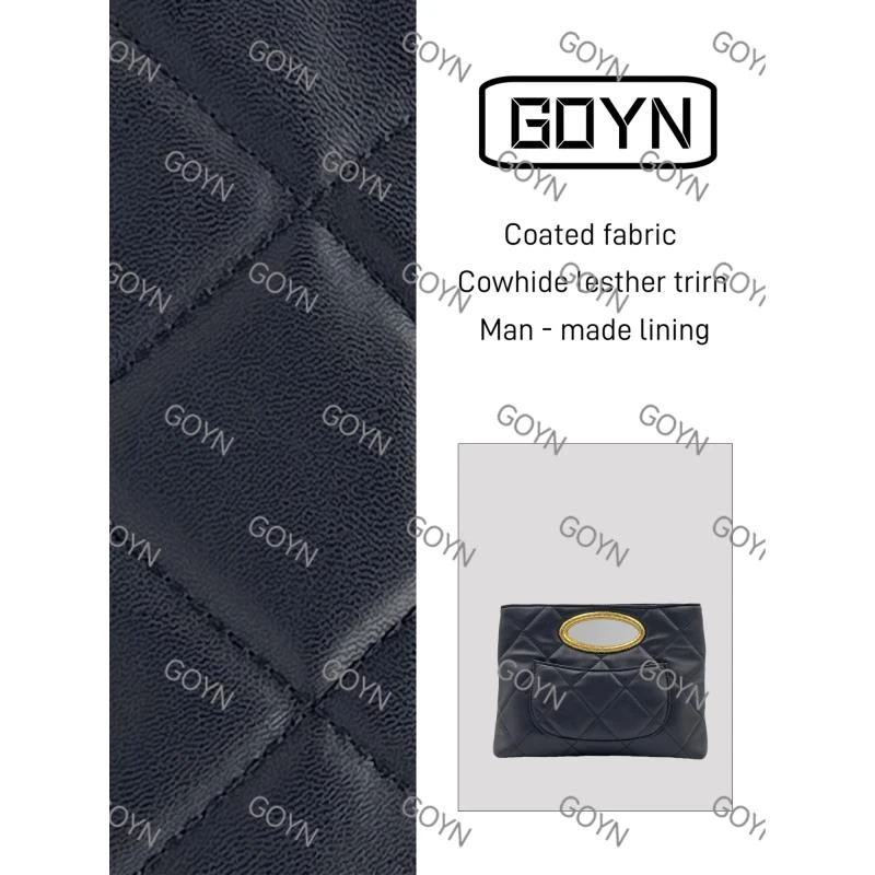 GOYN手工真皮女包想  菱格 方手提 0337   黑色   26cm