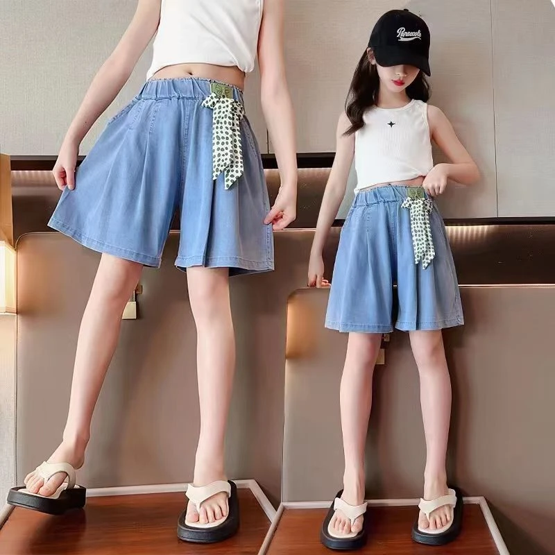 女童夏季短裤薄款外穿中大童裤裙洋气天丝牛仔裙裤夏装儿童裤子潮