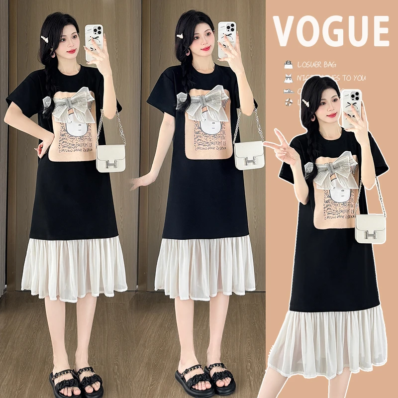 （孕哺两穿）竖开80-150斤·孕妇装女装外出时尚夏季哺乳喂奶连衣裙