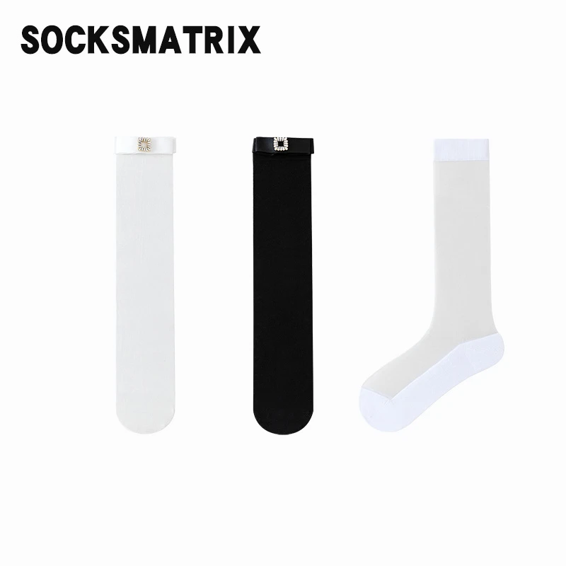 袜矩阵【水钻小腿袜】袜子女春秋款时尚穿搭白色袜子时装袜女袜秋天