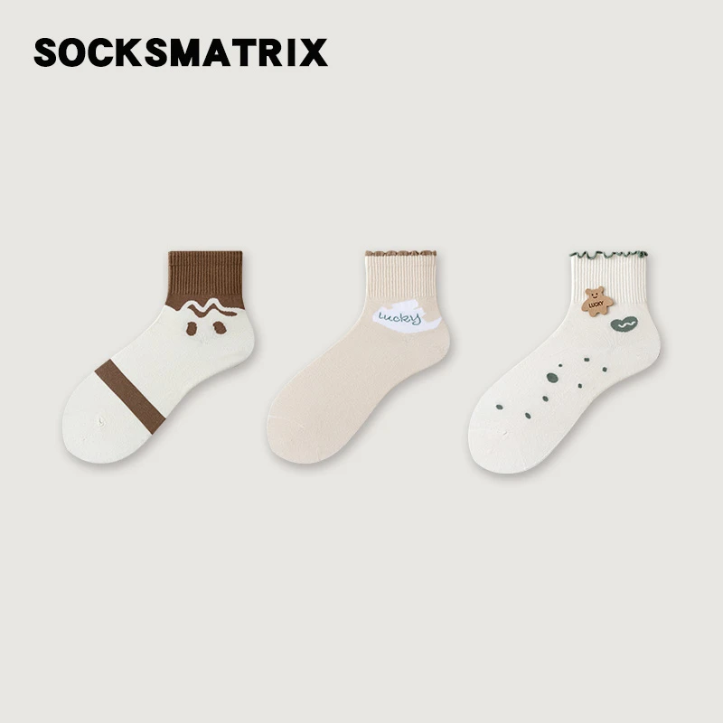袜矩阵【幸运熊】中筒袜袜子女秋季新款2024装饰袜短袜秋日穿搭