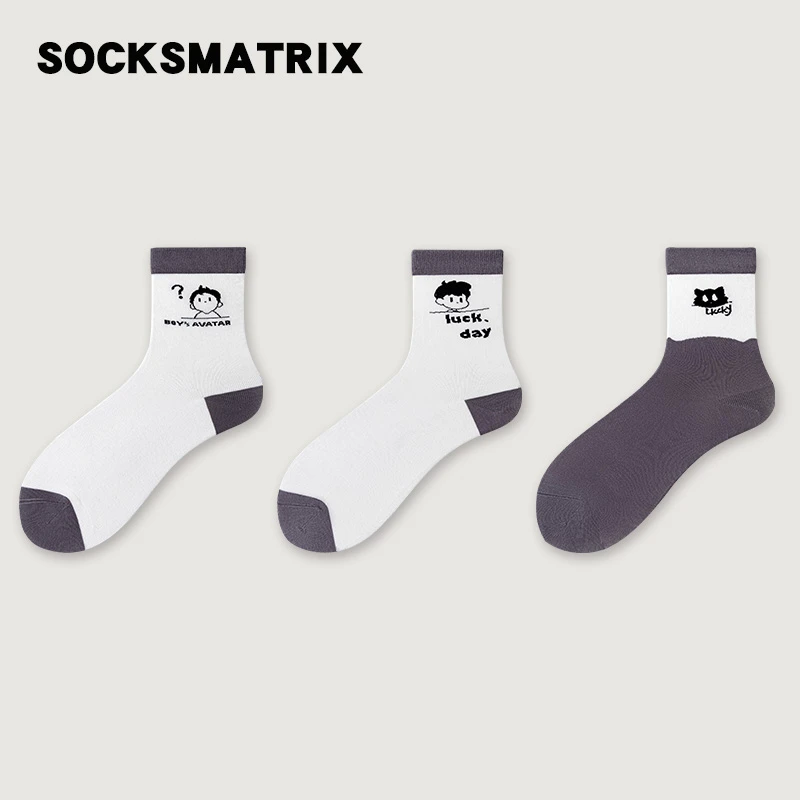 袜矩阵【生活奇想】中筒袜秋冬款袜子男运动袜漫画卡通男袜
