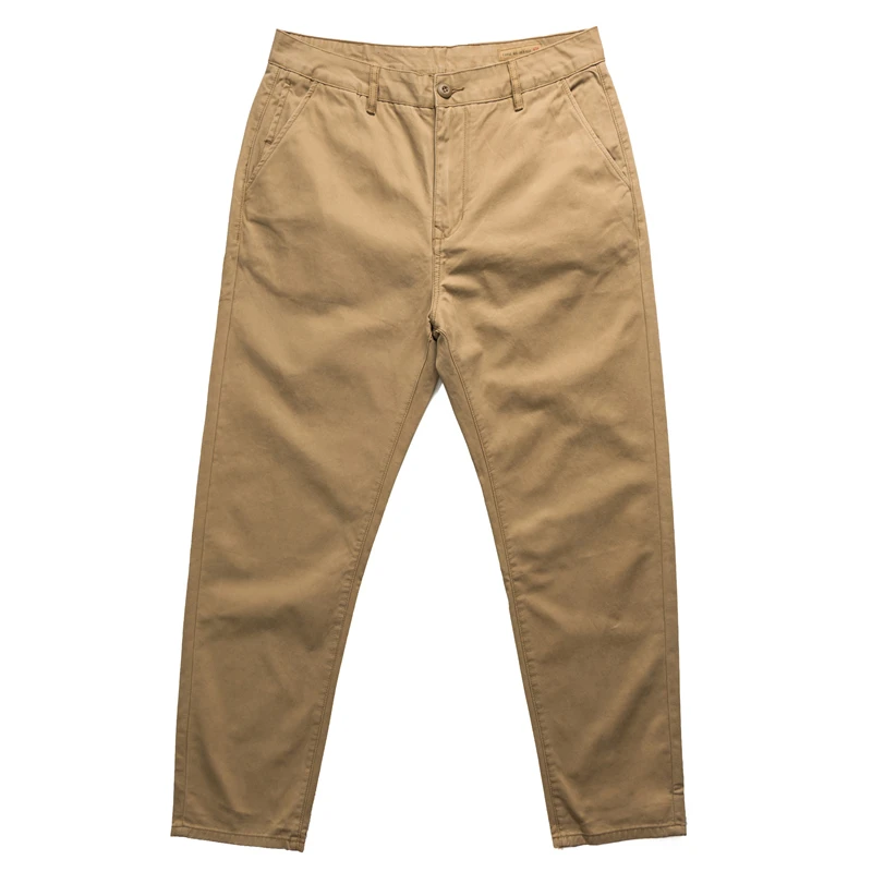 1161春秋男厚实直筒宽松咔叽百搭休闲裤舒适纯棉长裤纯色冬季加绒