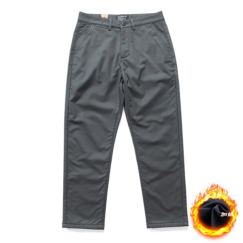 85349-冬季加绒加厚男士直筒裤厚实保暖休闲裤简约百搭通勤长裤