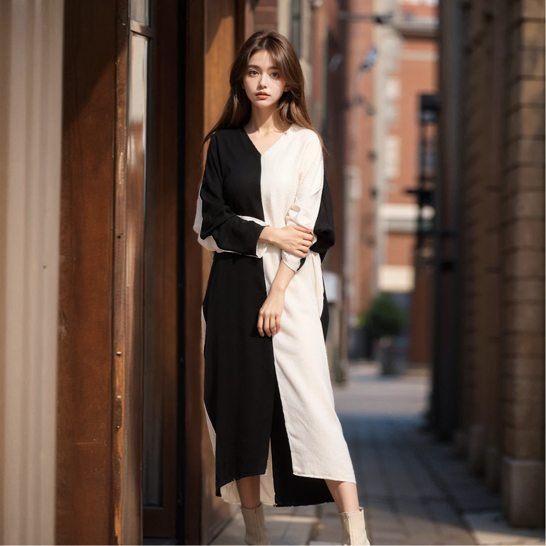 BLOOMING 99 女装设计师款撞色时尚连衣裙NGWDS40004