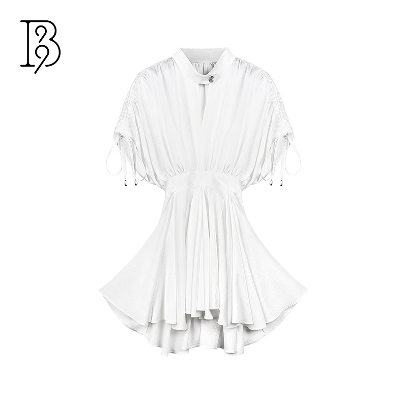 【B99官方旗舰店】女装设计款优雅女士纯白连衣裙DJWSS15396-A